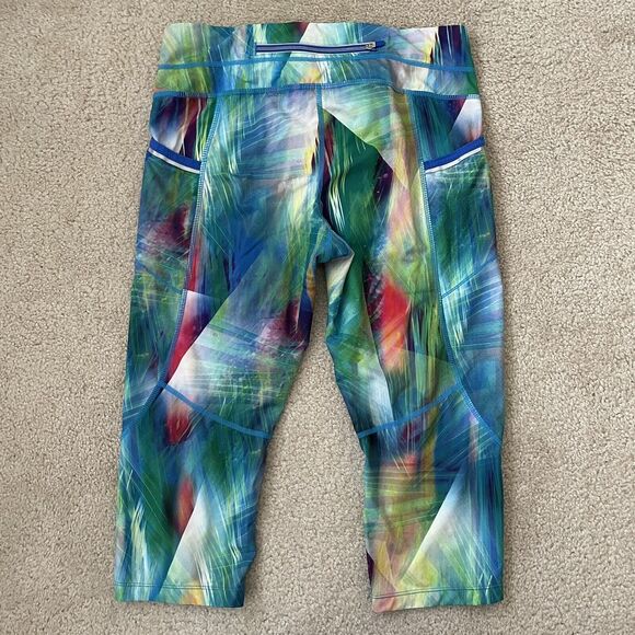 Athleta Leggings Womens Small Blue Green Cropped Colorful Casual Workout Pants - Picture 11 of 12